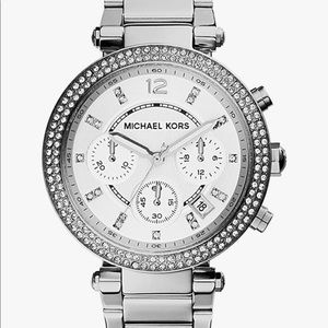 Michael Kors Parker Silver Dial Watch with Glitz Accents